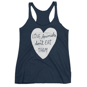 Vegan Tank Top - Love Animals Don't Eat Them - Vintage Navy