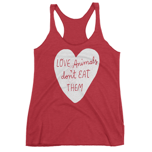 Vegan Tank Top - Love Animals Don't Eat Them - Vintage Red