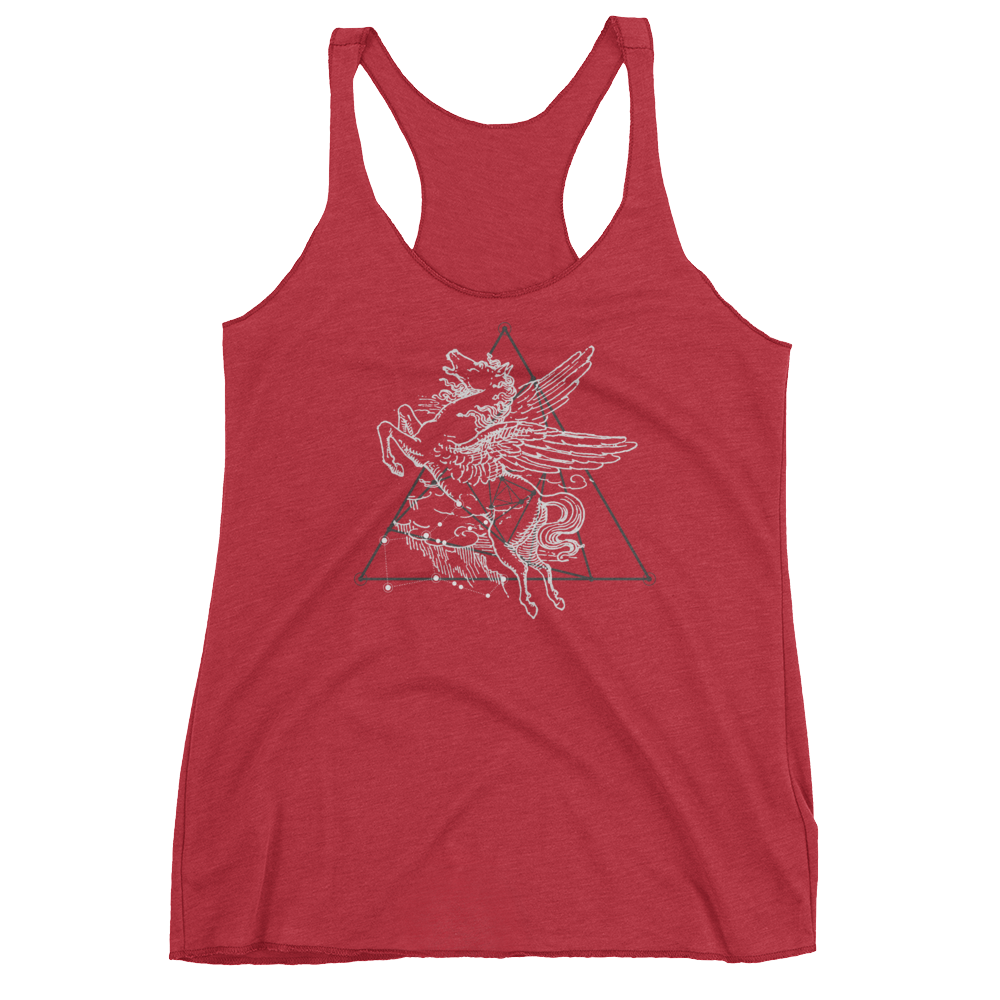 Sacred Geometry Tank Top - Spiraling Equilateral Triangles - Vintage Red