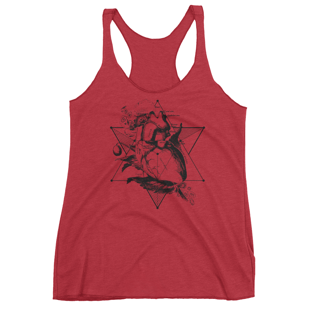 Sacred Geometry Tank Top - Star Tetahedron Heart - Vintage Red