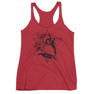 Sacred Geometry Tank Top - Star Tetahedron Heart - Vintage Red