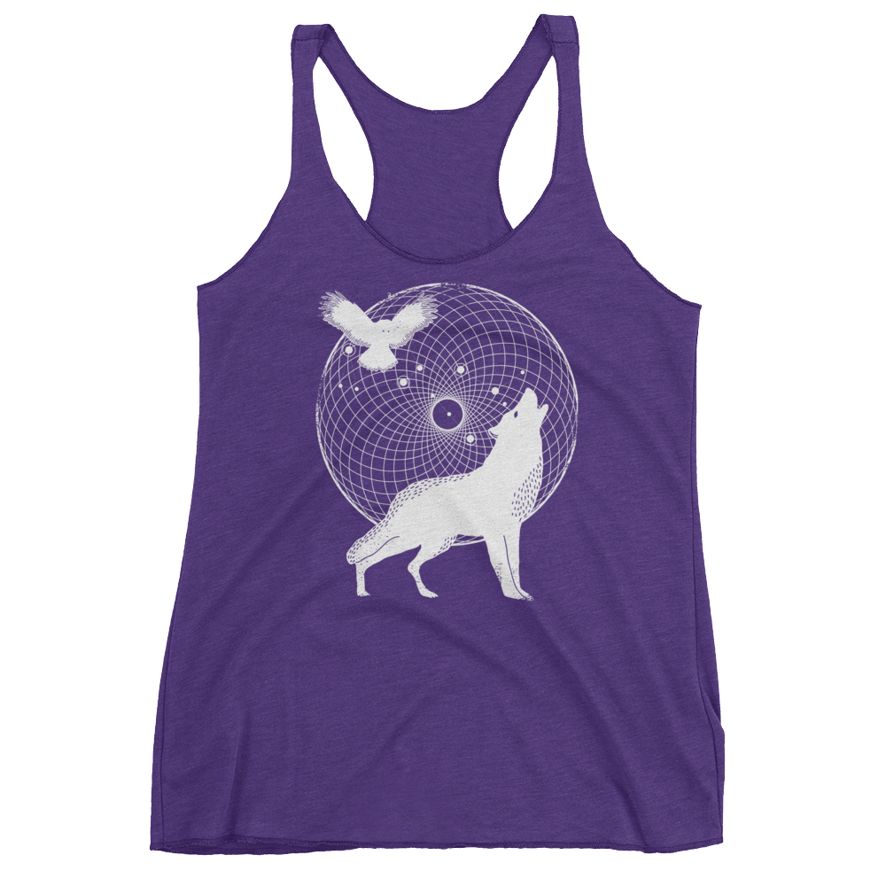 Sacred Geometry Tank Top - Torus Wolf - Purple Rush