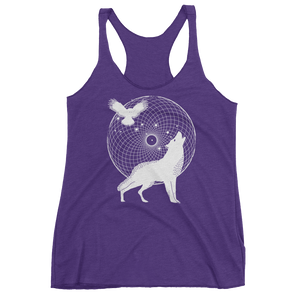 Sacred Geometry Tank Top - Torus Wolf - Purple Rush