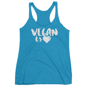 Vegan Tank Top - Vegan is Love - Vintage Turquoise
