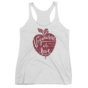 Vegan Tank Top - Veganism Is Love - Heather White