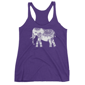 Vegan Yoga Tank Top - White Elephant - Purple Rush