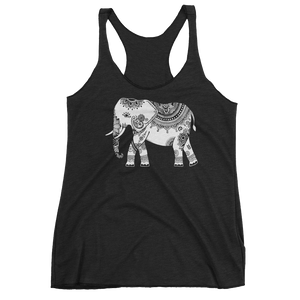 Vegan Yoga Tank Top - White Elephant - Vintage Black