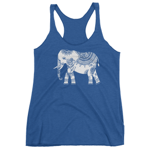 Vegan Yoga Tank Top - White Elephant - Vintage Royal