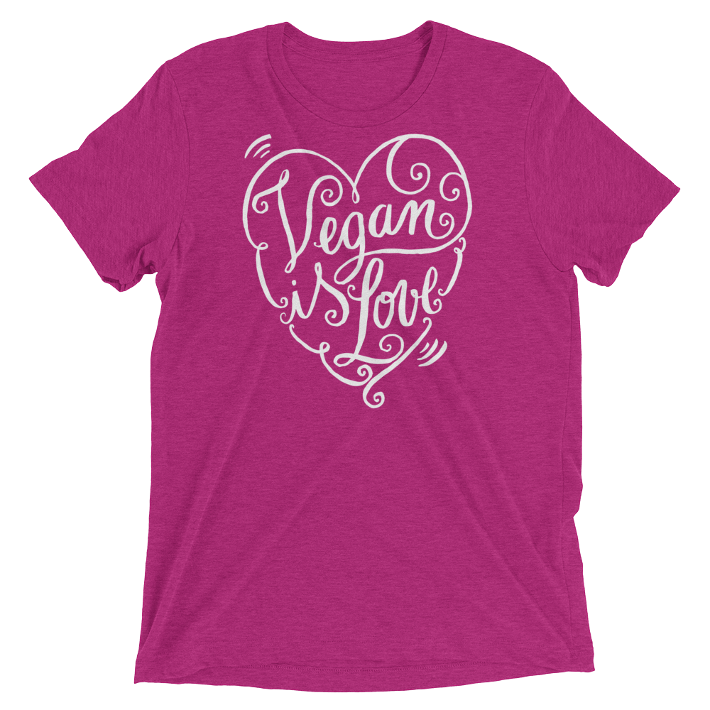 Vegan T-Shirt - Vegan is Love shirt - Berry
