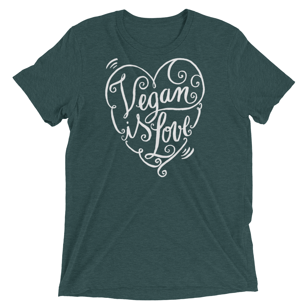 Vegan T-Shirt - Vegan is Love shirt - Emerald