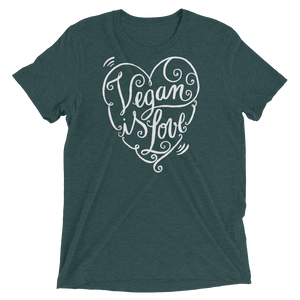Vegan T-Shirt - Vegan is Love shirt - Emerald