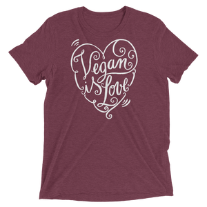 Vegan T-Shirt - Vegan is Love shirt - Maroon