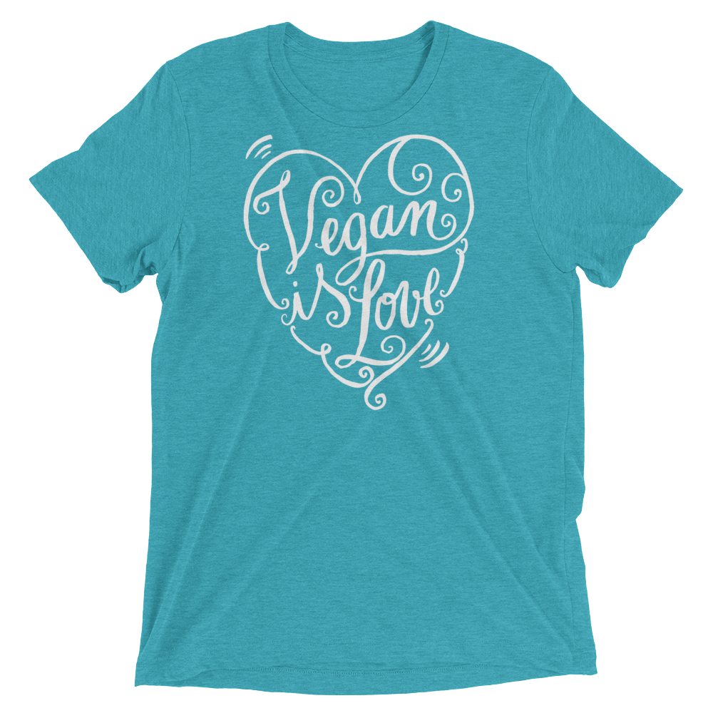 Vegan T-Shirt - Vegan is Love shirt - Teal