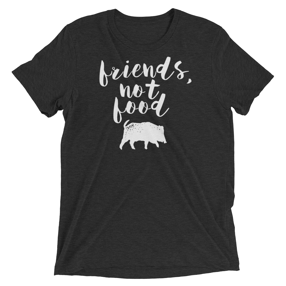 Vegan T-Shirt - Friends not Food - Charcoal Black