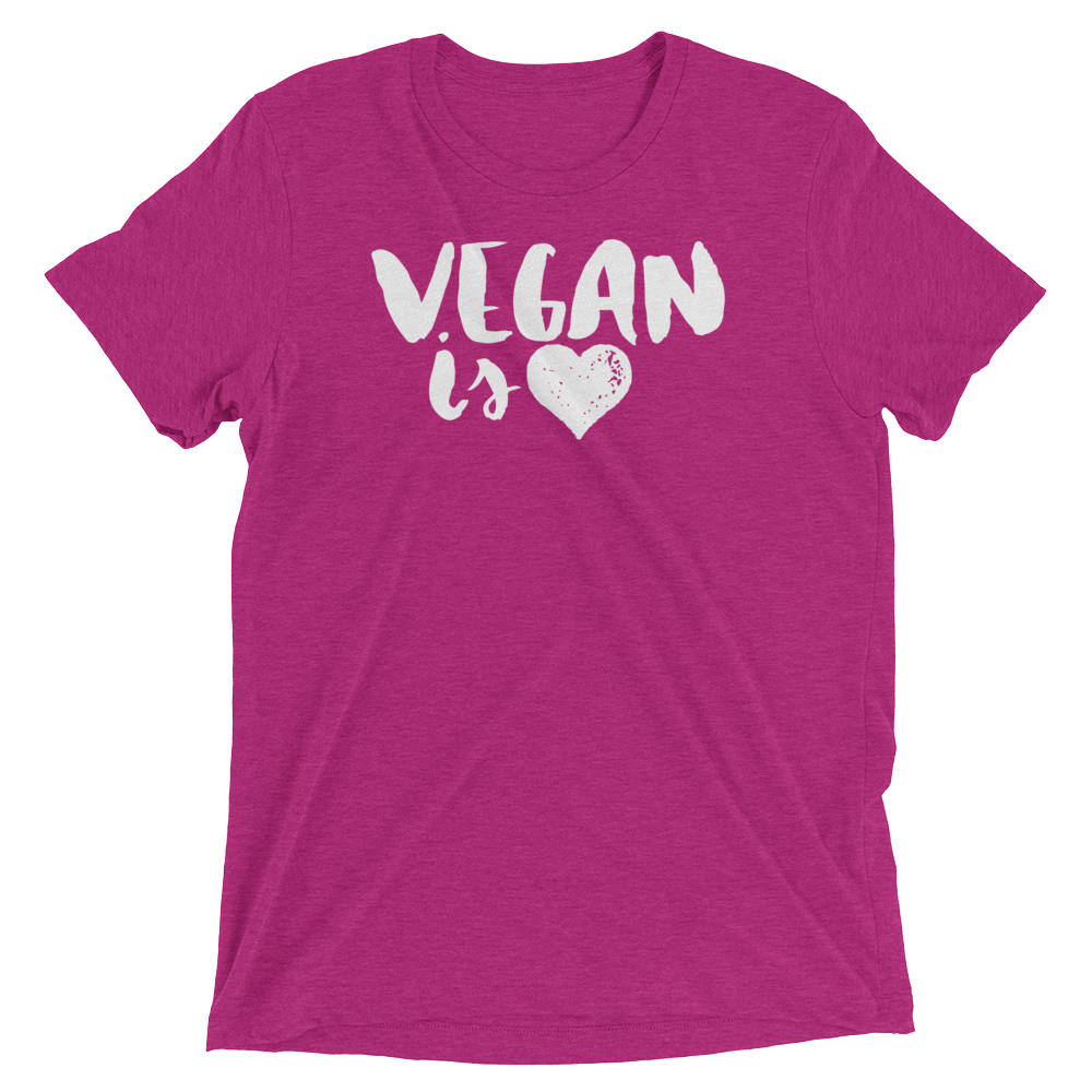 Vegan T-Shirt - Vegan is Love - Berry