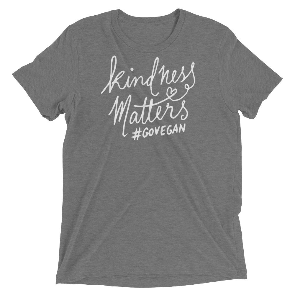 Vegan T-Shirt - Kindness Matters go Vegan shirt - Grey