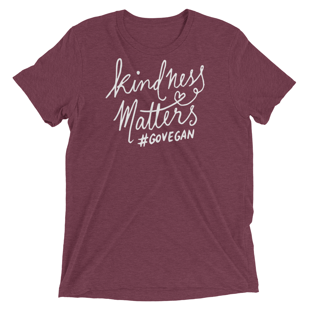 Vegan T-Shirt - Kindness Matters go Vegan shirt - Maroon