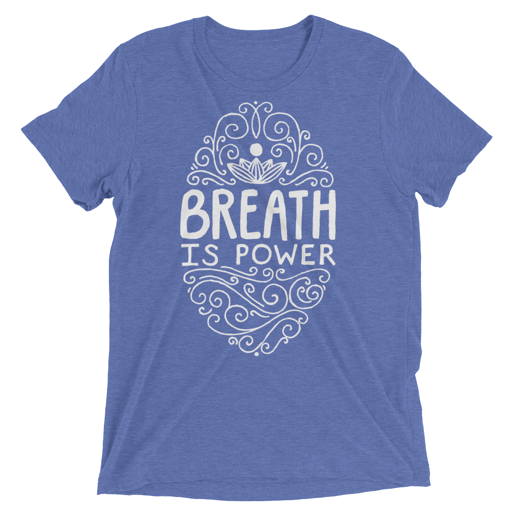 Vegan Yoga Shirt - Breath Is Power - Blue