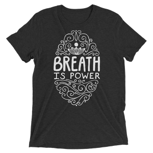 Vegan Yoga Shirt - Breath Is Power - Charcoal Black