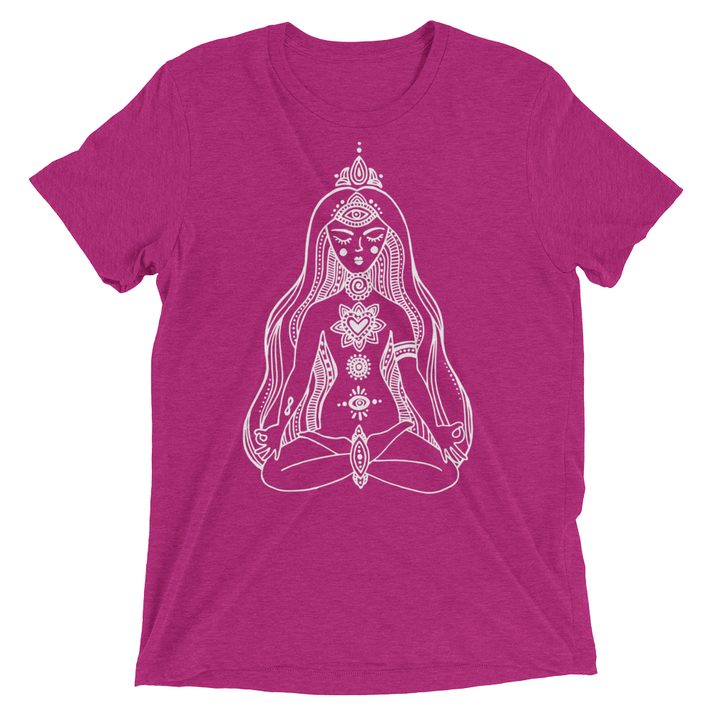 Vegan Yoga Shirt - Chakras Girl - Berry