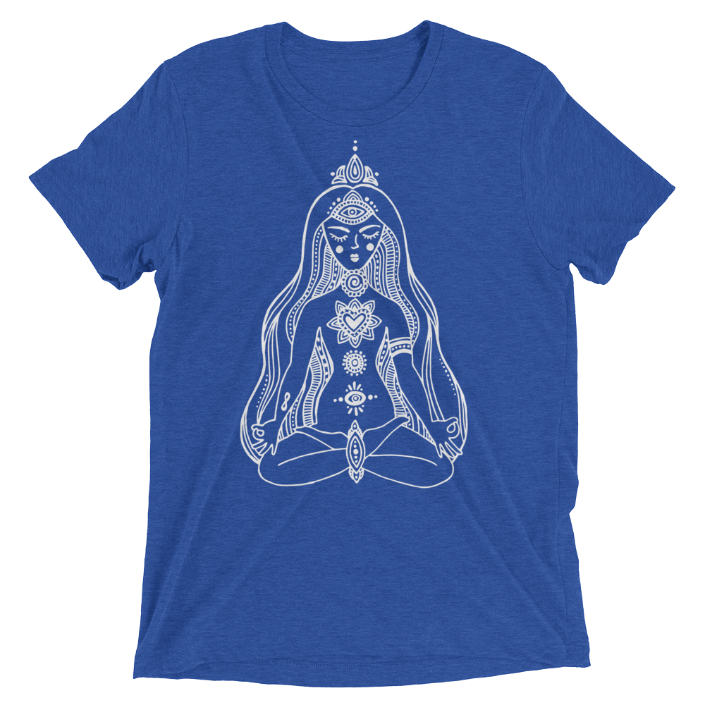 Vegan Yoga Shirt - Chakras Girl - True Royal