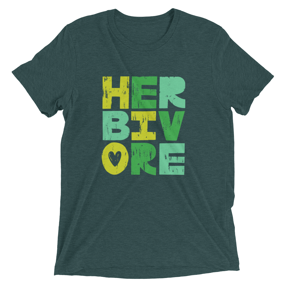 Vegan T-Shirt- Herbivore Heart - Emerald