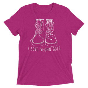 Vegan T-Shirt - I Love Vegan Boys - Berry