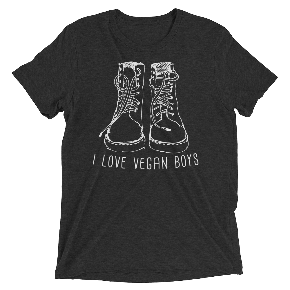 Vegan T-Shirt - I Love Vegan Boys - Charcoal Black