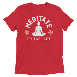Vegan Yoga Shirt - Meditate Don't Medicate - Red
