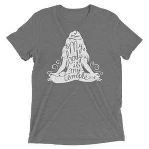 Vegan Yoga Shirt - My Body Is My Temple - Grey