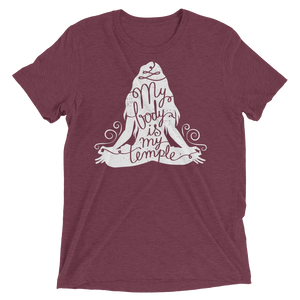 Vegan Yoga Shirt - My Body Is My Temple - Maroon