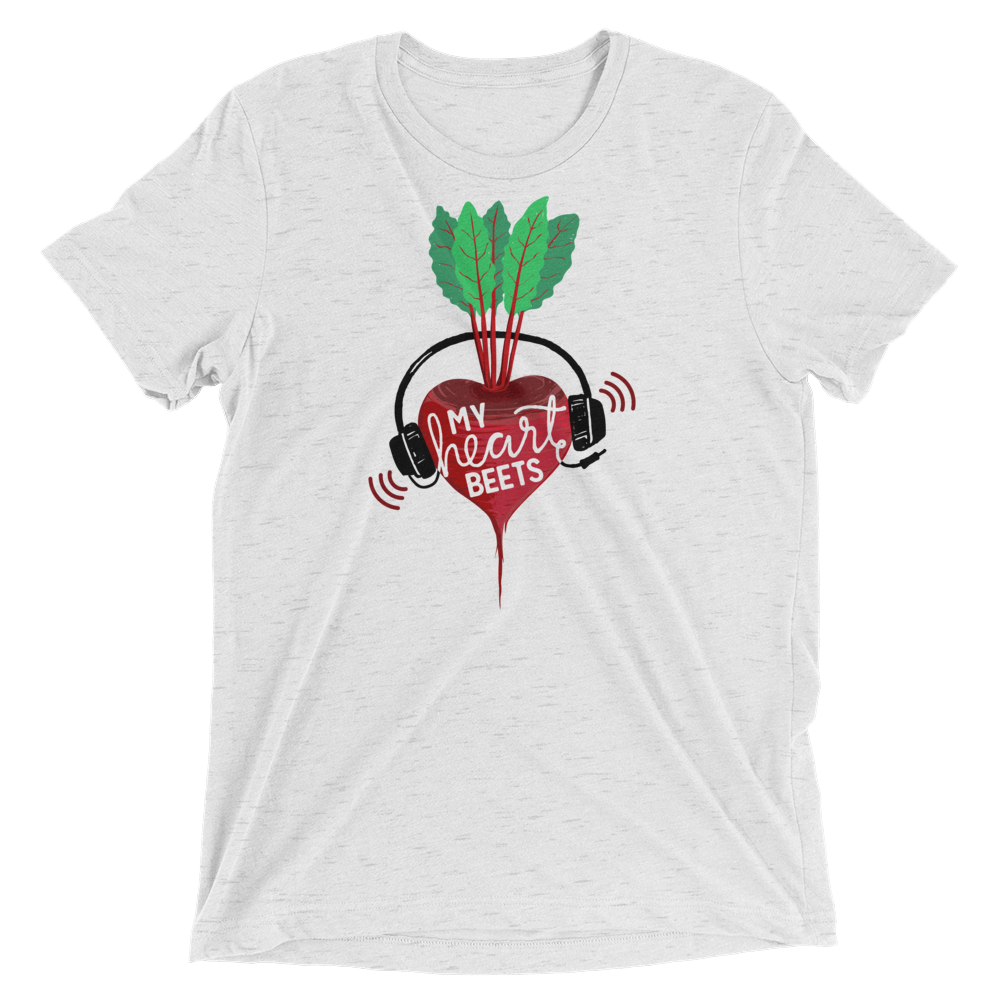 Vegan T-Shirt - My Heart Beets - White Fleck