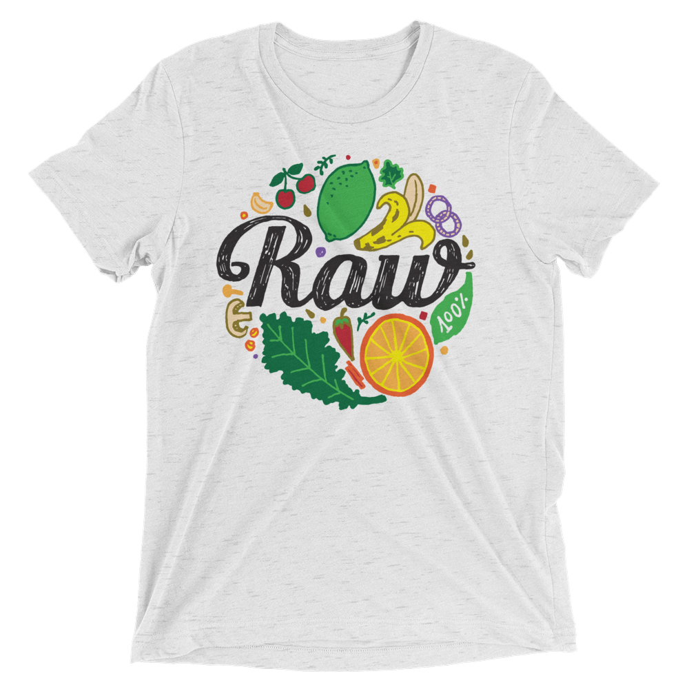 Vegan T-Shirt - 100% Raw Shirt - White Fleck
