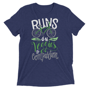 Vegan T-Shirt - Runs on veggies and compassion shirt - Navy