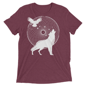 Sacred Geometry Shirt - Torus Wolf - Maroon