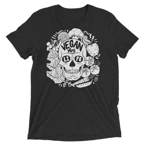 Vegan T-Shirt - Vegan For Life Skull - Charcoal Black