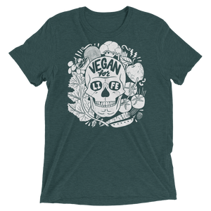 Vegan T-Shirt - Vegan For Life Skull - Emerald