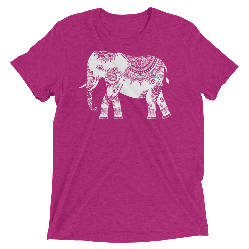 Vegan Yoga Shirt - White Elephant - Berry