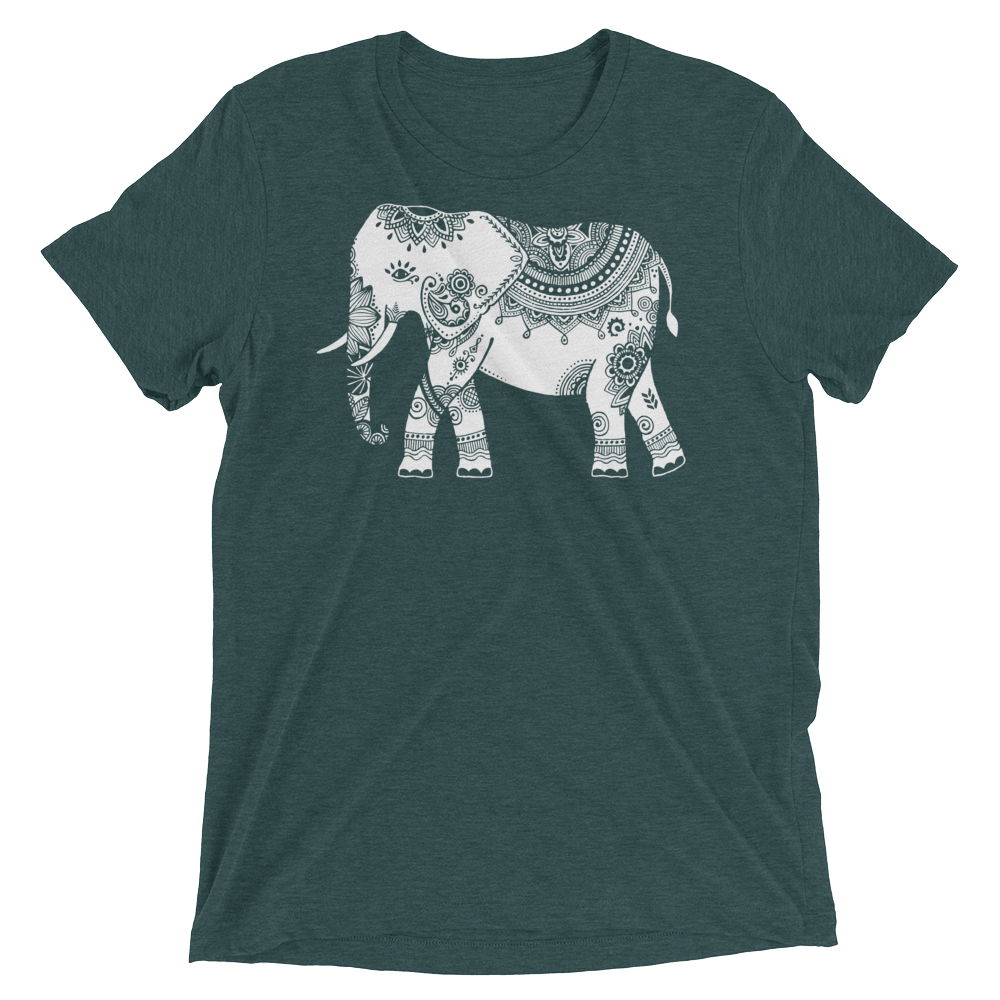 Vegan Yoga Shirt - White Elephant - Emerald