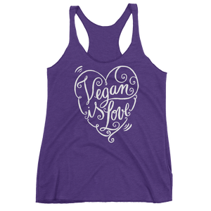 Vegan Tank Top - Vegan is Love Heart - Purple Rush