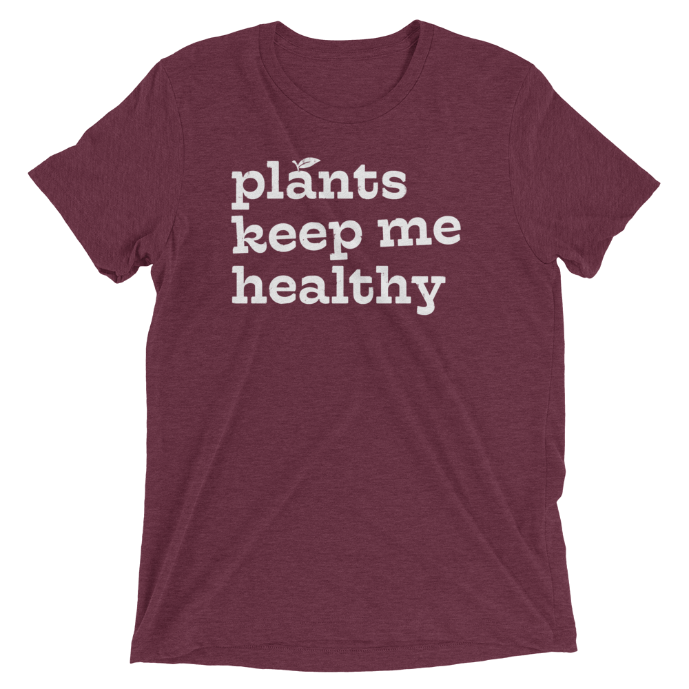 Vegan-T-Shirt-Plants-Keep-Me-Healthy-Maroon