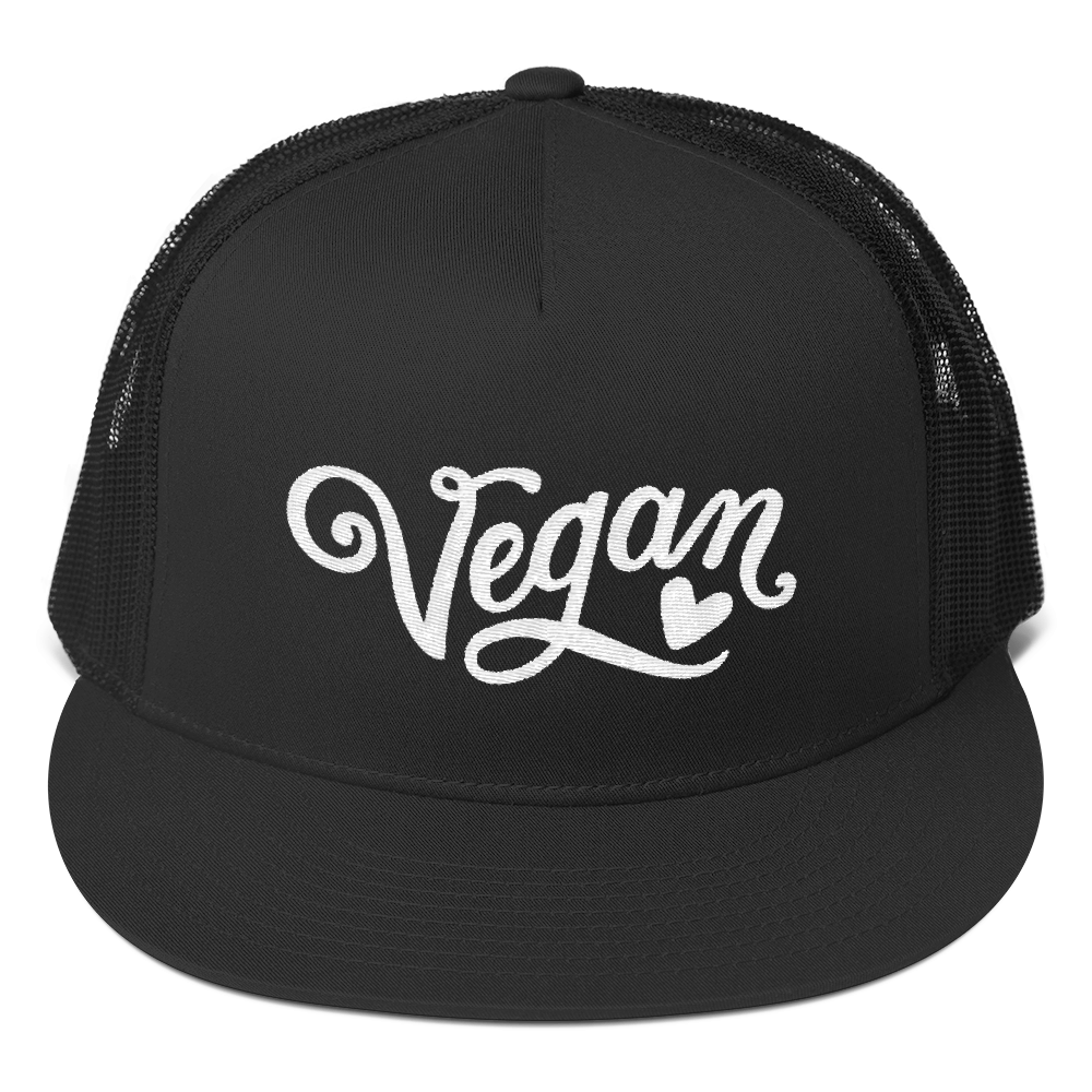 Vegan Trucker Hat - Vegan Heart - Black