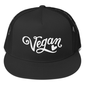 Vegan Trucker Hat - Vegan Heart - Black