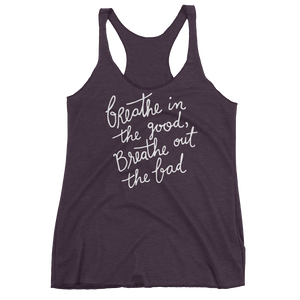 Vegan Yoga Tank Top - Breathe in the good, breathe out the bad - Vintage Purple