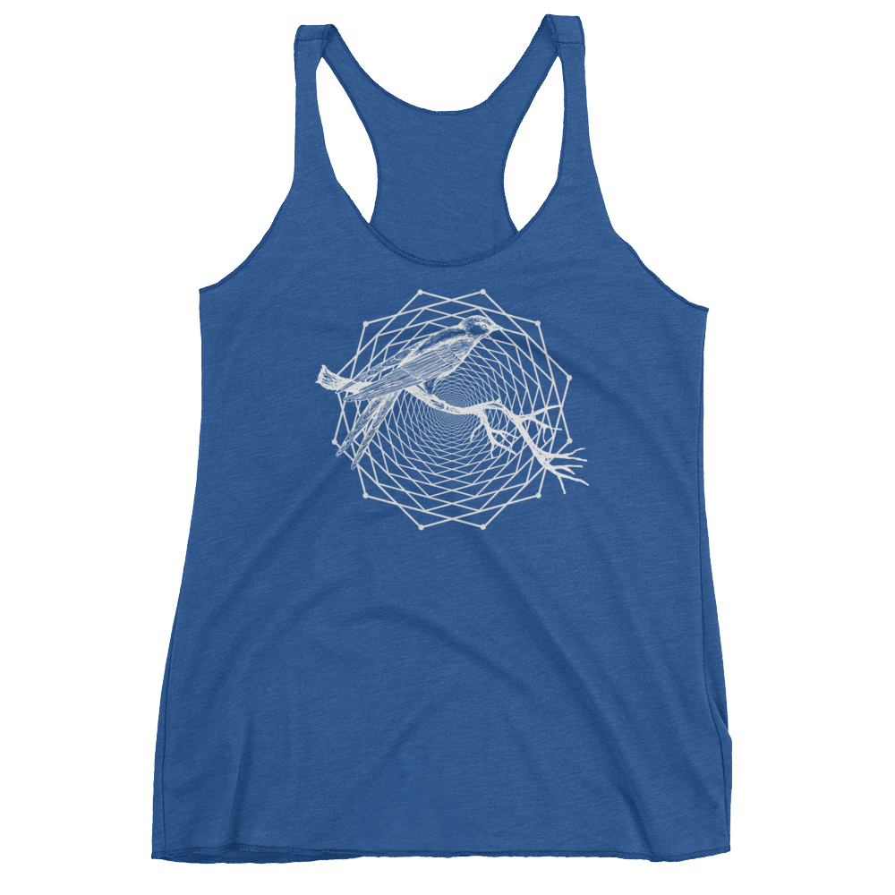 Sacred Geometry Tank Top - Dodeca Fractal Bird - Vintage Royal