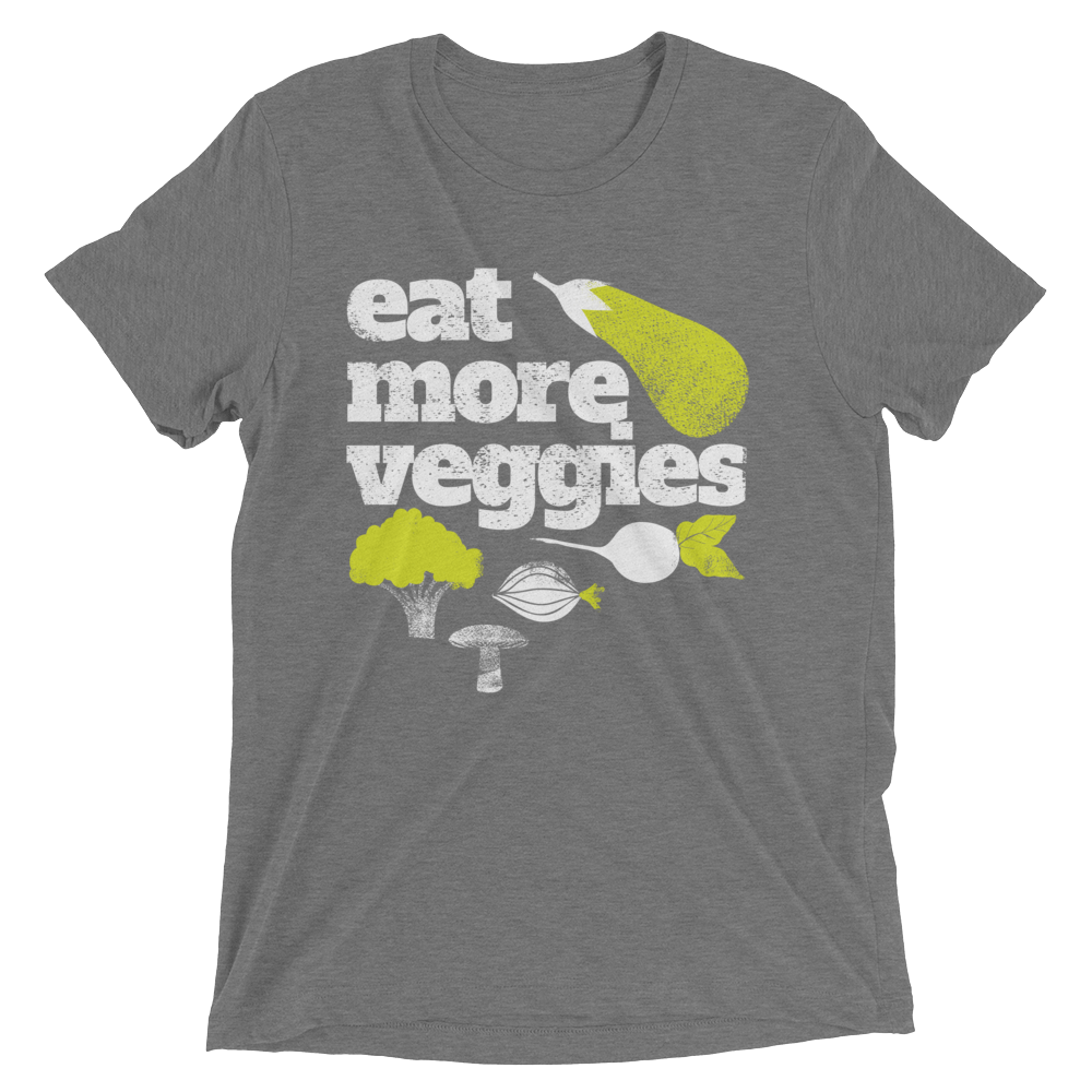 Vegan T-Shirt - Eat More Veggies and Greens - Grey