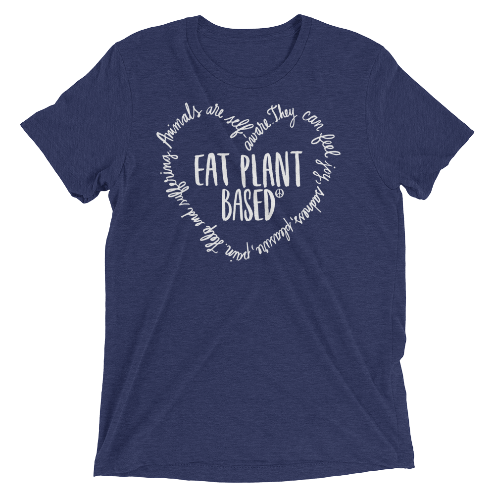 Vegan T-Shirt - Eat Plant Based Heart - Navy