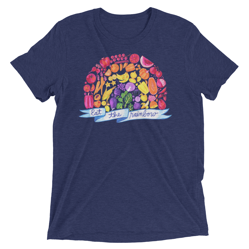 Vegan T-Shirt - Eat The Rainbow - Navy
