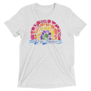 Vegan T-Shirt - Eat The Rainbow - White Fleck