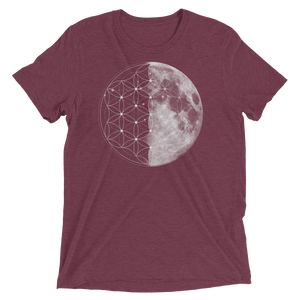 Sacred Geometry Shirt - Flower Of Life Moon - Maroon